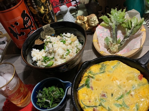 コシアブラとベーコン＆チーズのスパニッシュオムレツ